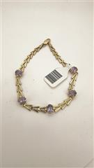 Amethyst Gold-Stone Bracelet 14K Yellow Gold 5.05g